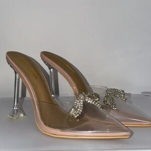 Fashion Nova Clear and Embellished Heels